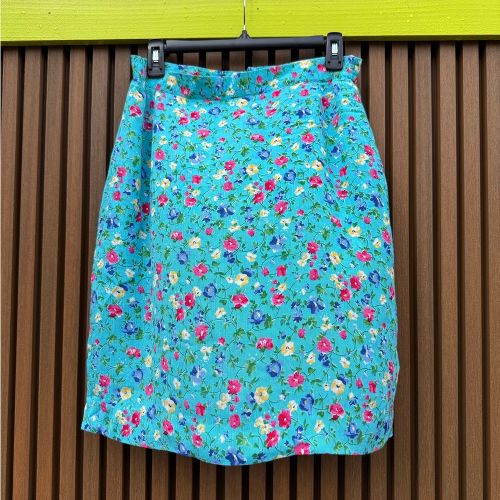 Floral Women's Skirt - Blue and Pink